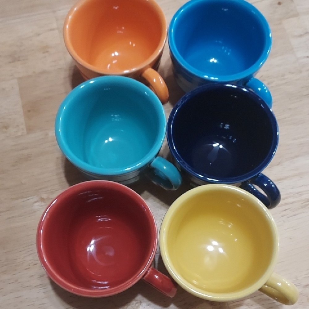 FIESTA HOMER LAUGHLIN MULTICOLORED COFFEE/TEA CUPS.